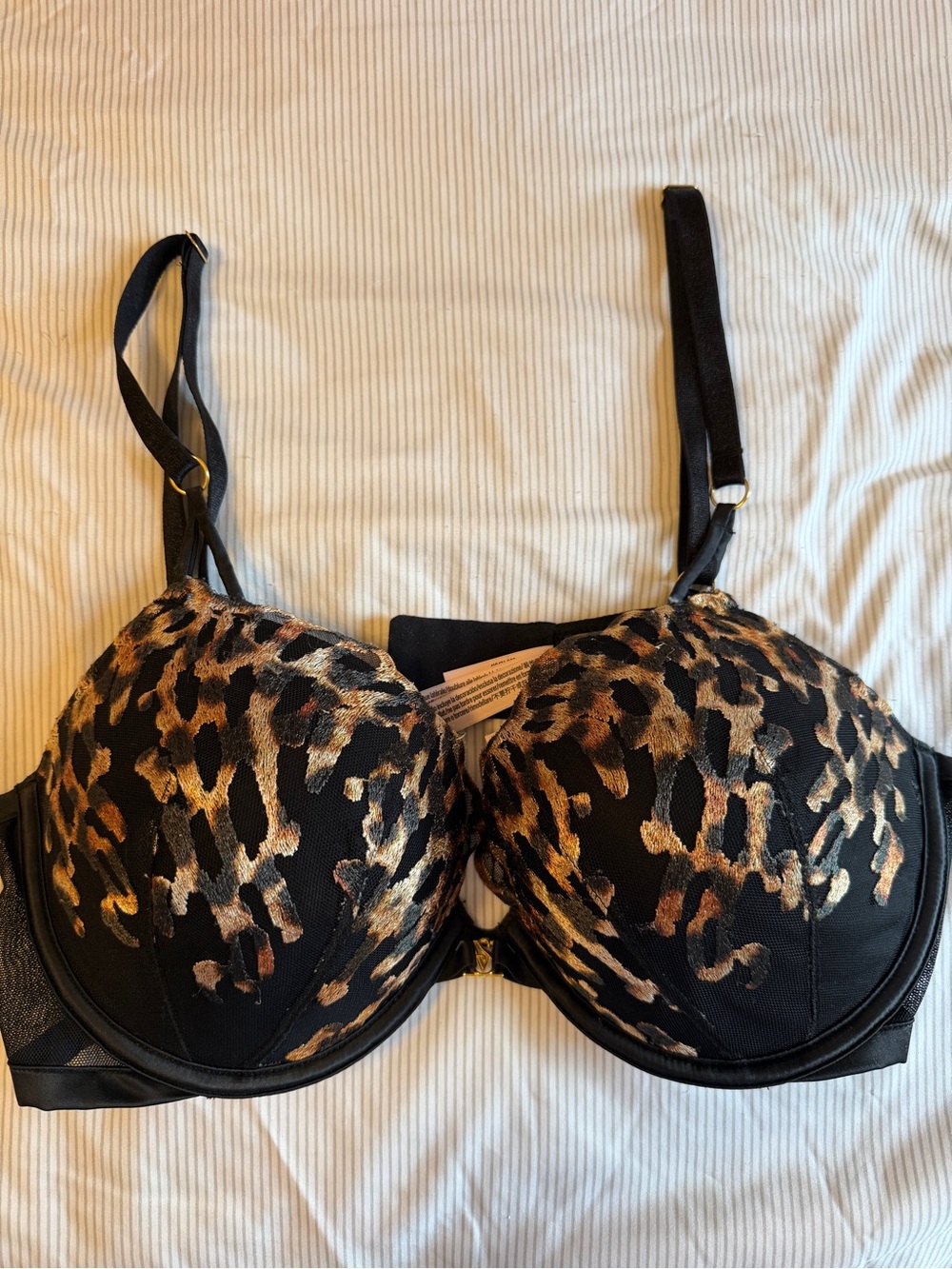 Victoria’s Secret Very Sexy Push Up Leopard Print Underwire Bra - Black and Gold
